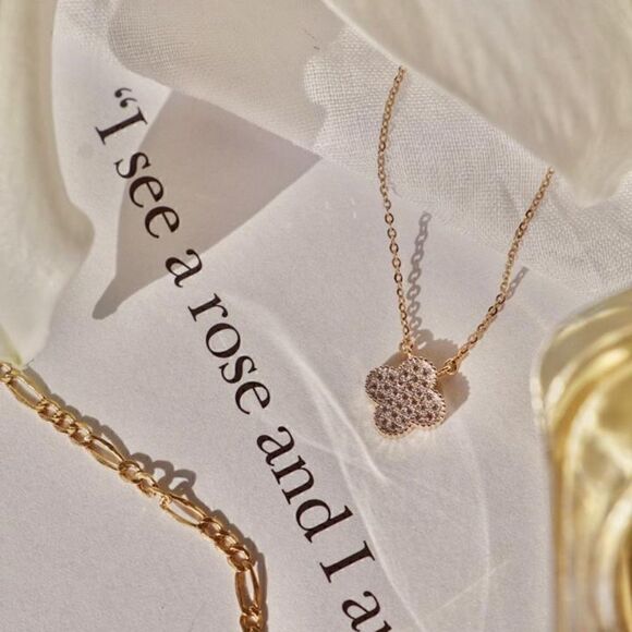 14K Solid Gold Adjustable Clover Necklace - A Perfect Gift - Picture 6 of 10